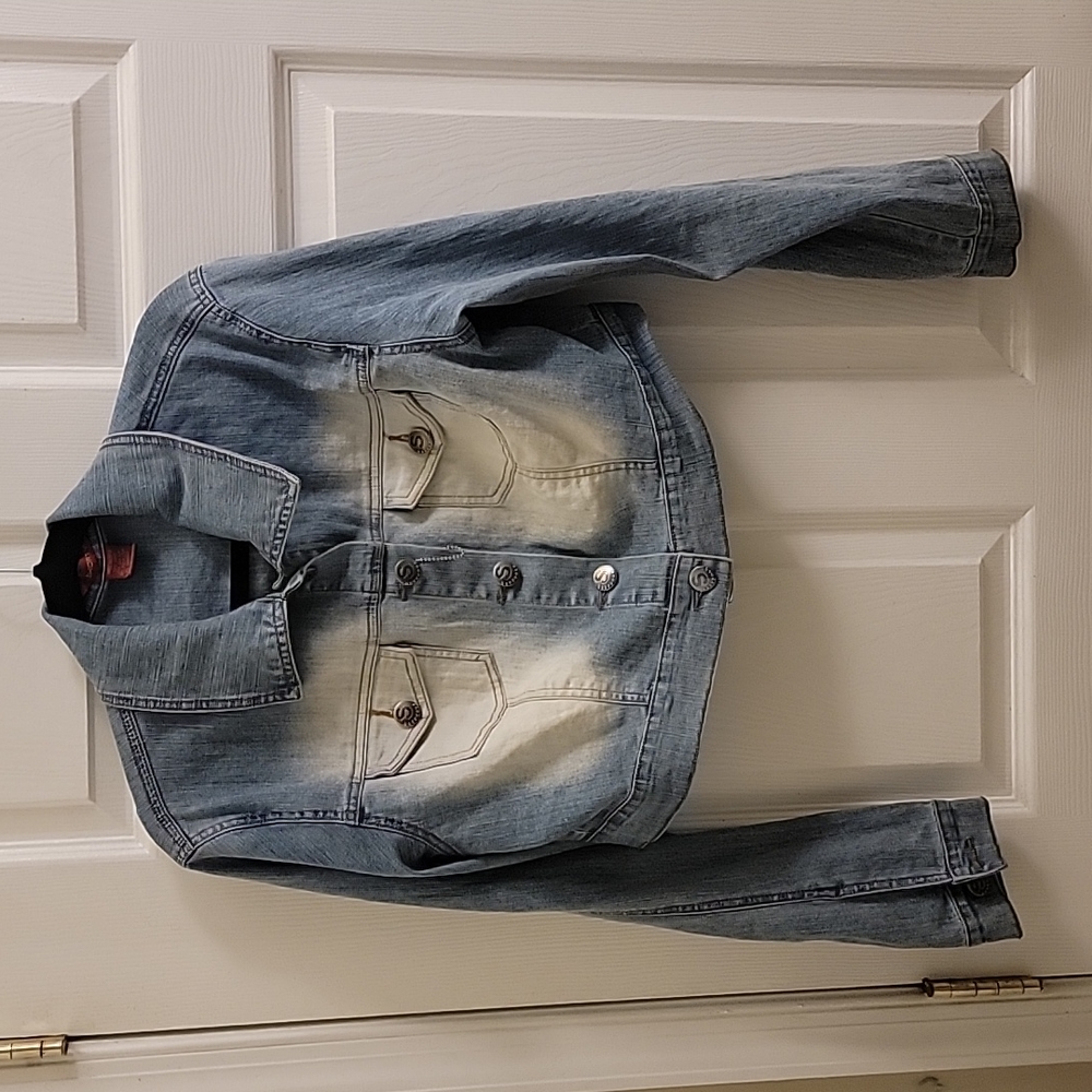 Shorty Stretch Denim Jean Jacket Size Large